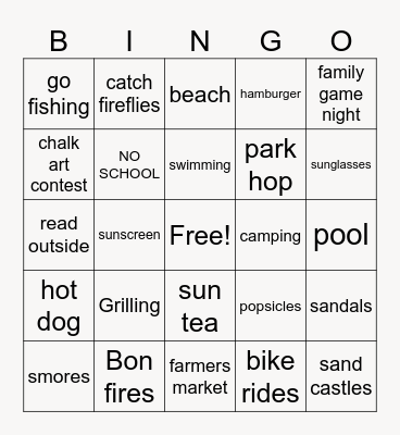 Summertime Bingo Card