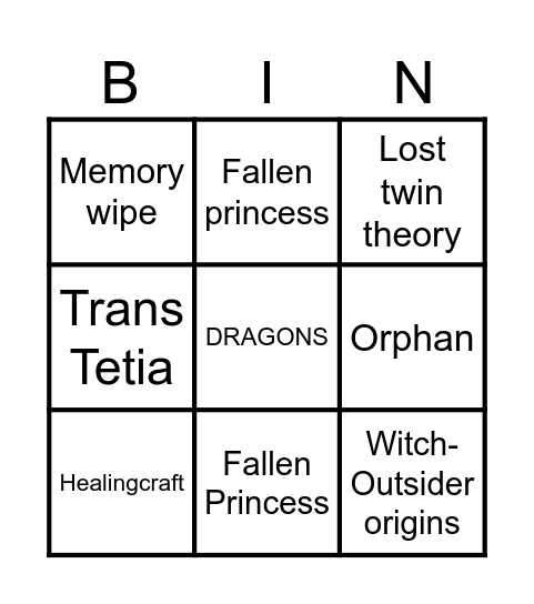 Tetia Bingo Card