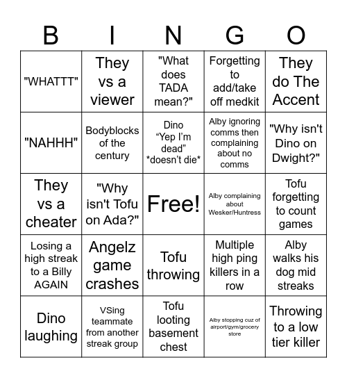 TADA WINSTREAK Bingo Card