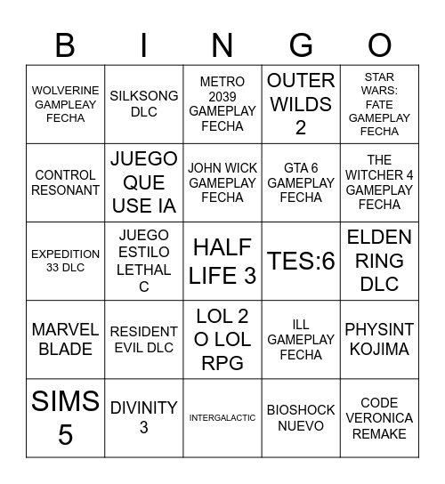 BINGO FABIO 2026 Bingo Card