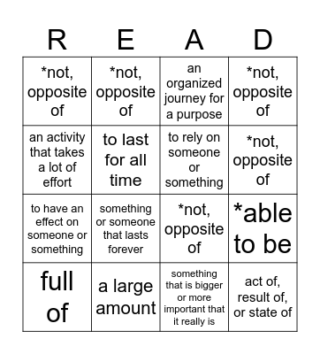REWARDS Unit 3 Bingo Card