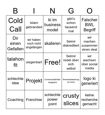 Startup Stage Bingo Card