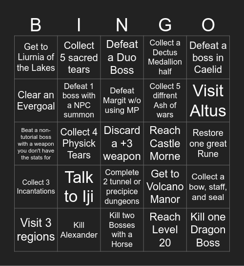 Elden Ring Bingo! (Easy) Bingo Card