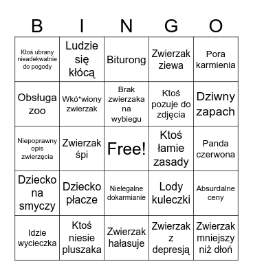 ZOO Bingo Card