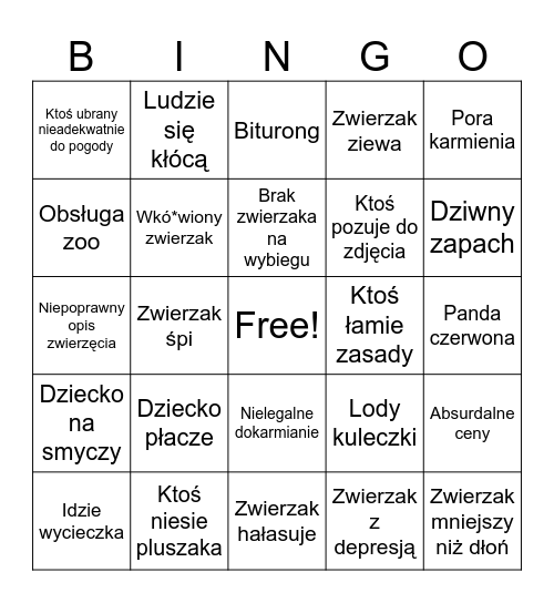 ZOO Bingo Card
