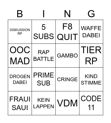 Grenze Bingo Card