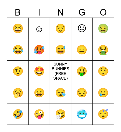 Emotions Bingo Card