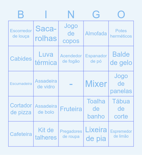 CHÁ DE CASA NOVA Bingo Card