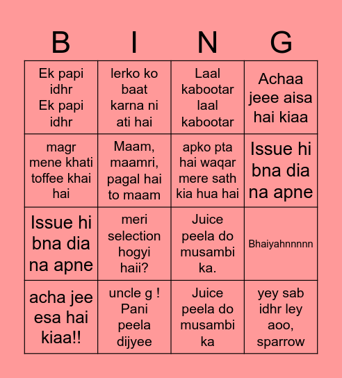 Bingo Card