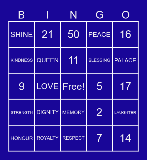 ROYAL DAY BINGO Card