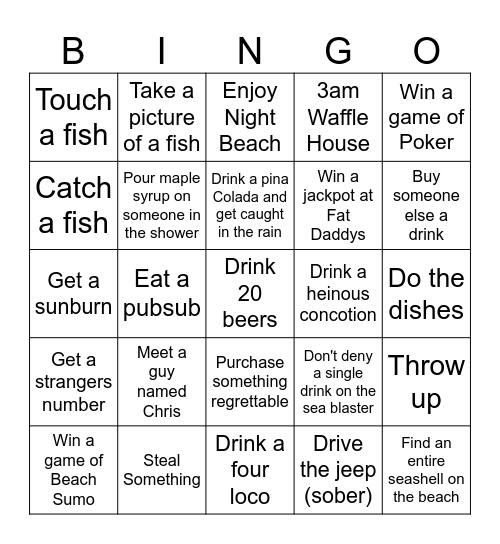 Boys Jeopardy Bingo Card