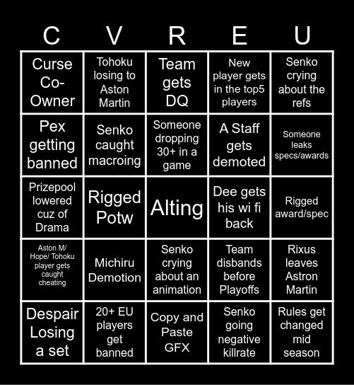 S2 CVR EU bingo card Bingo Card