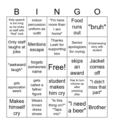Hansen bingo Card