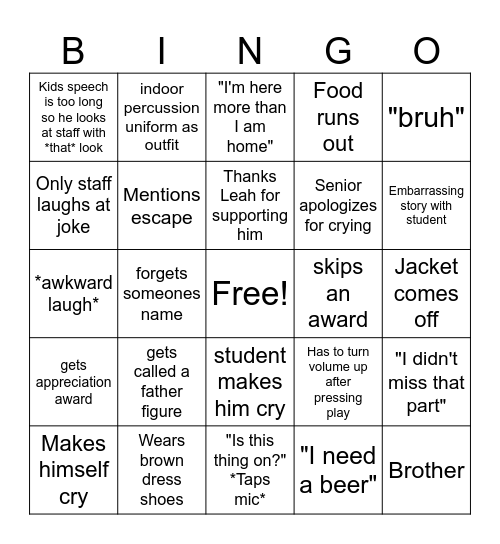 Hansen bingo Card