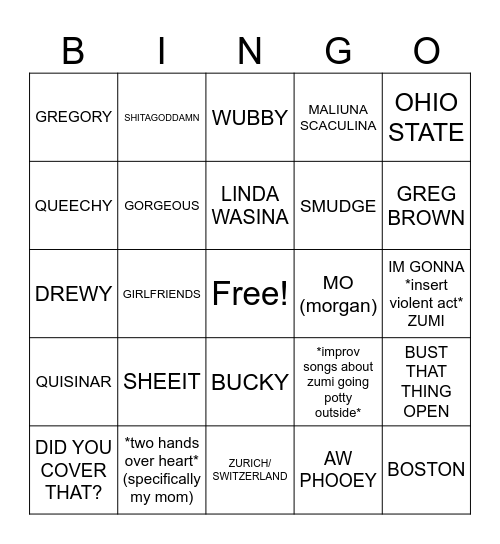 GRAD Bingo Card