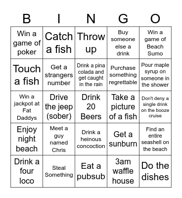 Destin Jeopardy - Card 1 Bingo Card