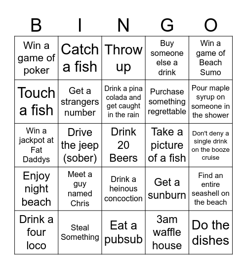 Destin Jeopardy - Card 1 Bingo Card