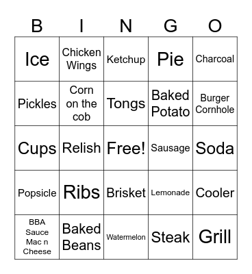 Cookout!! Bingo Card