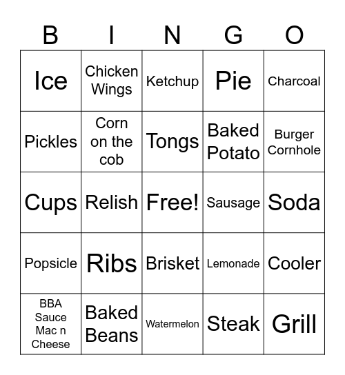Cookout!! Bingo Card
