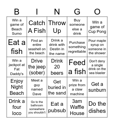 Destin Bingo - Card 4 Bingo Card