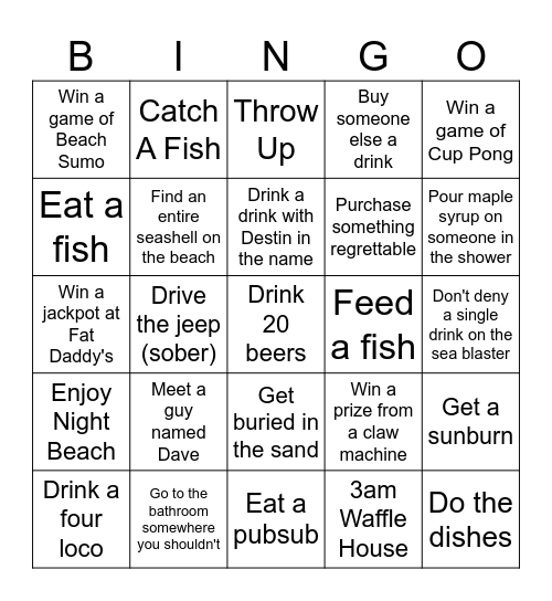 Destin Bingo - Card 4 Bingo Card