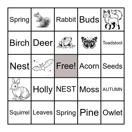 Woodland Wonderland Bingo Card