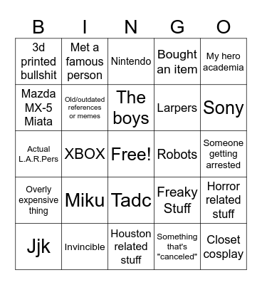 Convention bingo Card