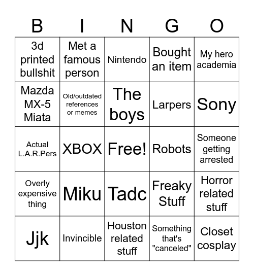 Convention bingo Card