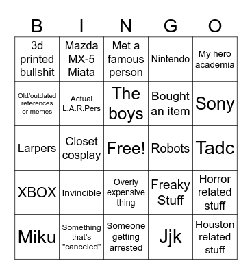 Convention bingo Card
