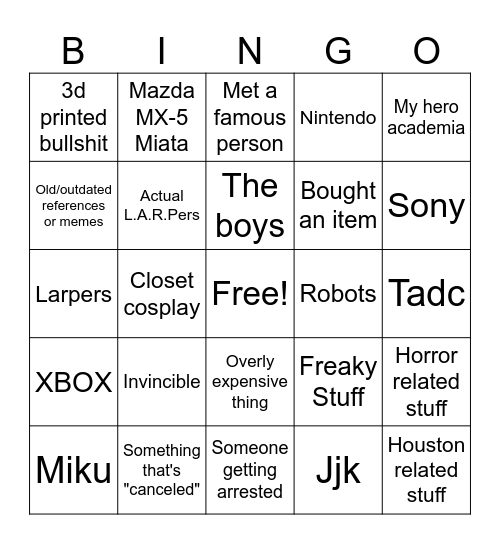 Convention bingo Card