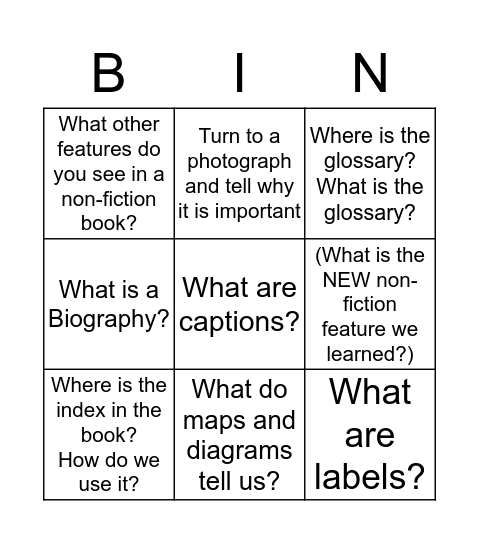 Non-fiction Bingo Card