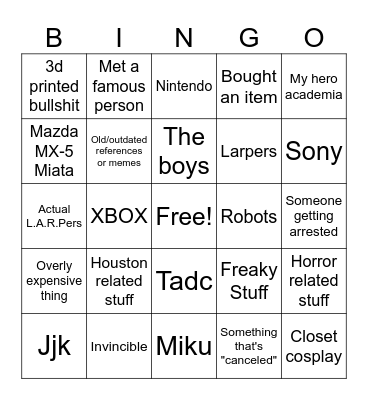 Convention bingo Card