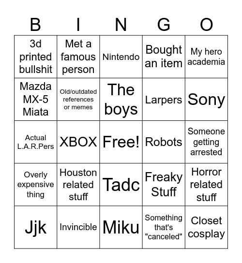 Convention bingo Card