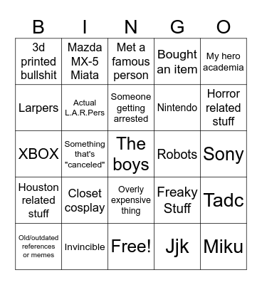 Convention bingo Card