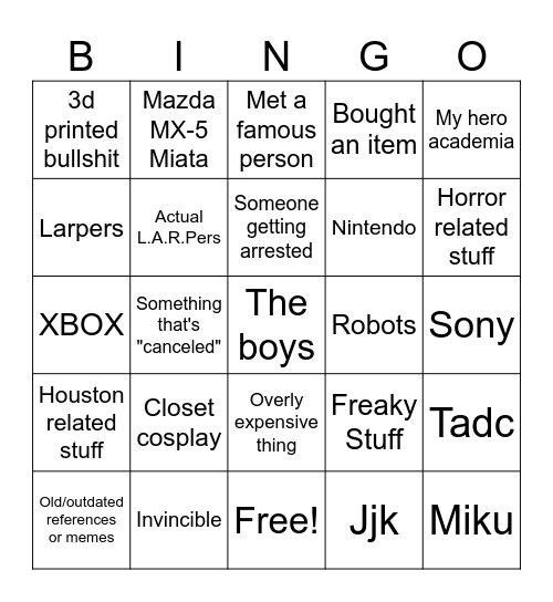Convention bingo Card