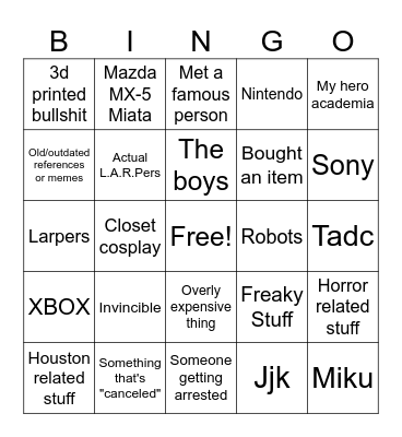 Convention bingo Card