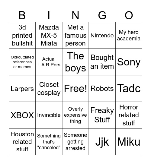 Convention bingo Card