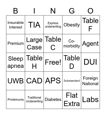 Underwriters Recognition Committee EA Days Bingo Card