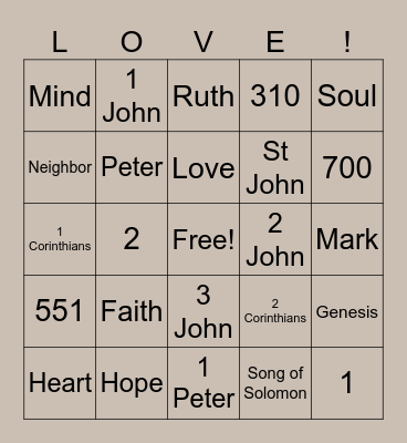 Love Bingo Card