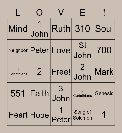 Love Bingo Card