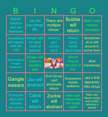 TADC Episode 9 Bingo Card