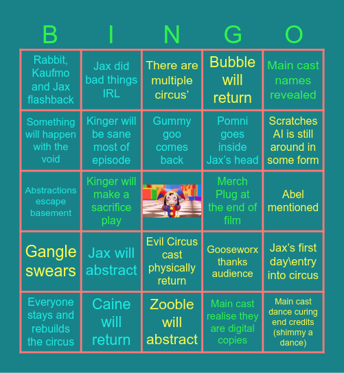 TADC Episode 9 Bingo Card