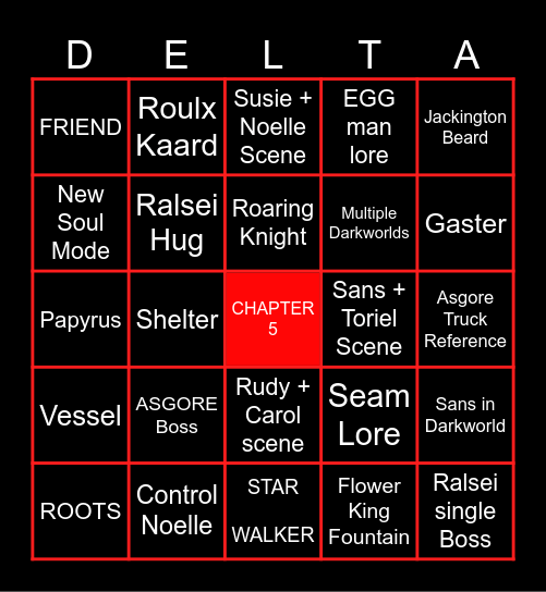 DELTARUNE CHAPTER 5 Bingo Card
