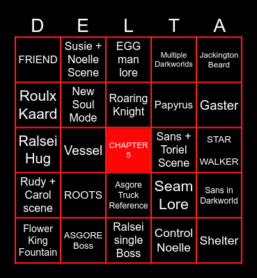 DELTARUNE CHAPTER 5 Bingo Card
