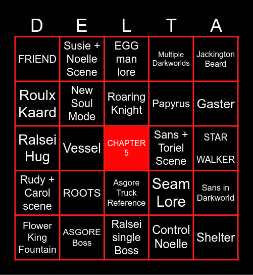 DELTARUNE CHAPTER 5 Bingo Card