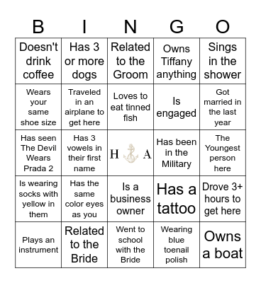 Find the Guest who ... Bingo Card