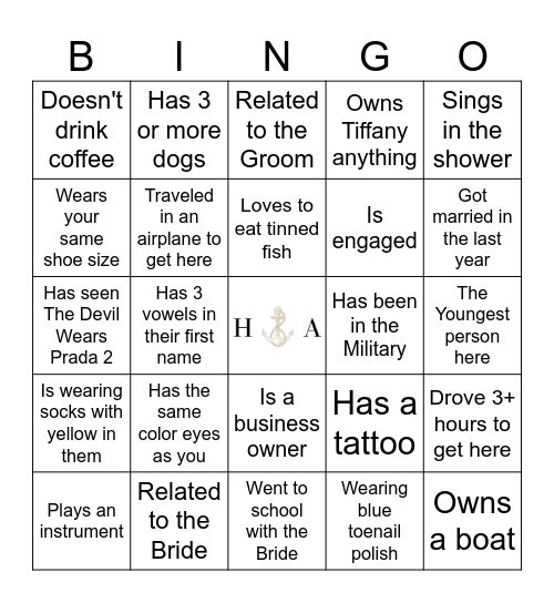 Find the Guest who ... Bingo Card