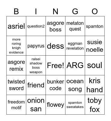 deltarune chp5 bingo Card