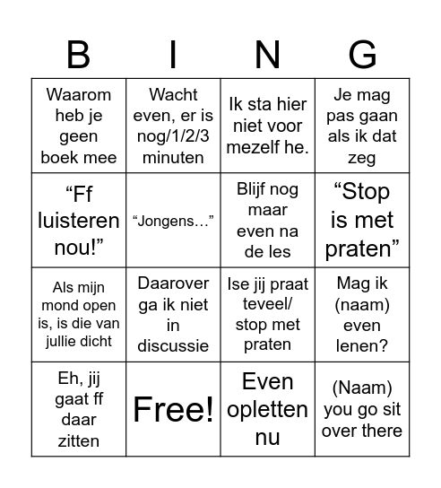 We vervelen ons🥹 Bingo Card