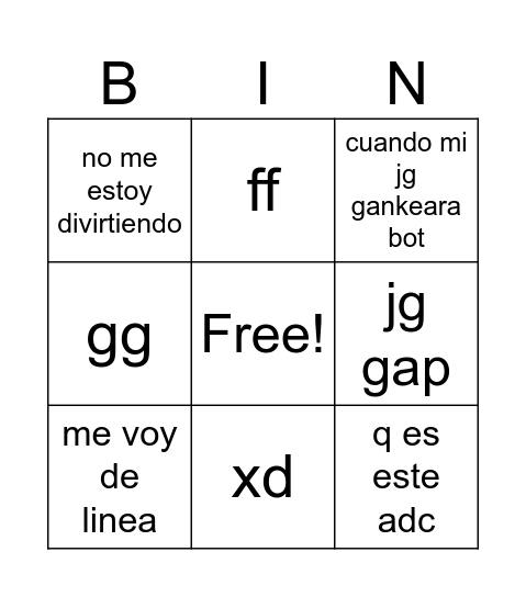 Untitled Bingo Card